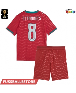 Günstige Portugal Bruno Fernandes #8 Heimtrikotsatz Kinder WM 2026 Kurzarm (+ Kurze Hosen)